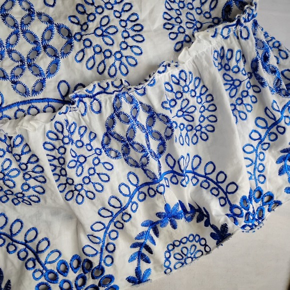 Trina Turk Dress‎ Small Kori Ruffled Embroidered Mini Flouce Bow Cottage Boho - Picture 4 of 15